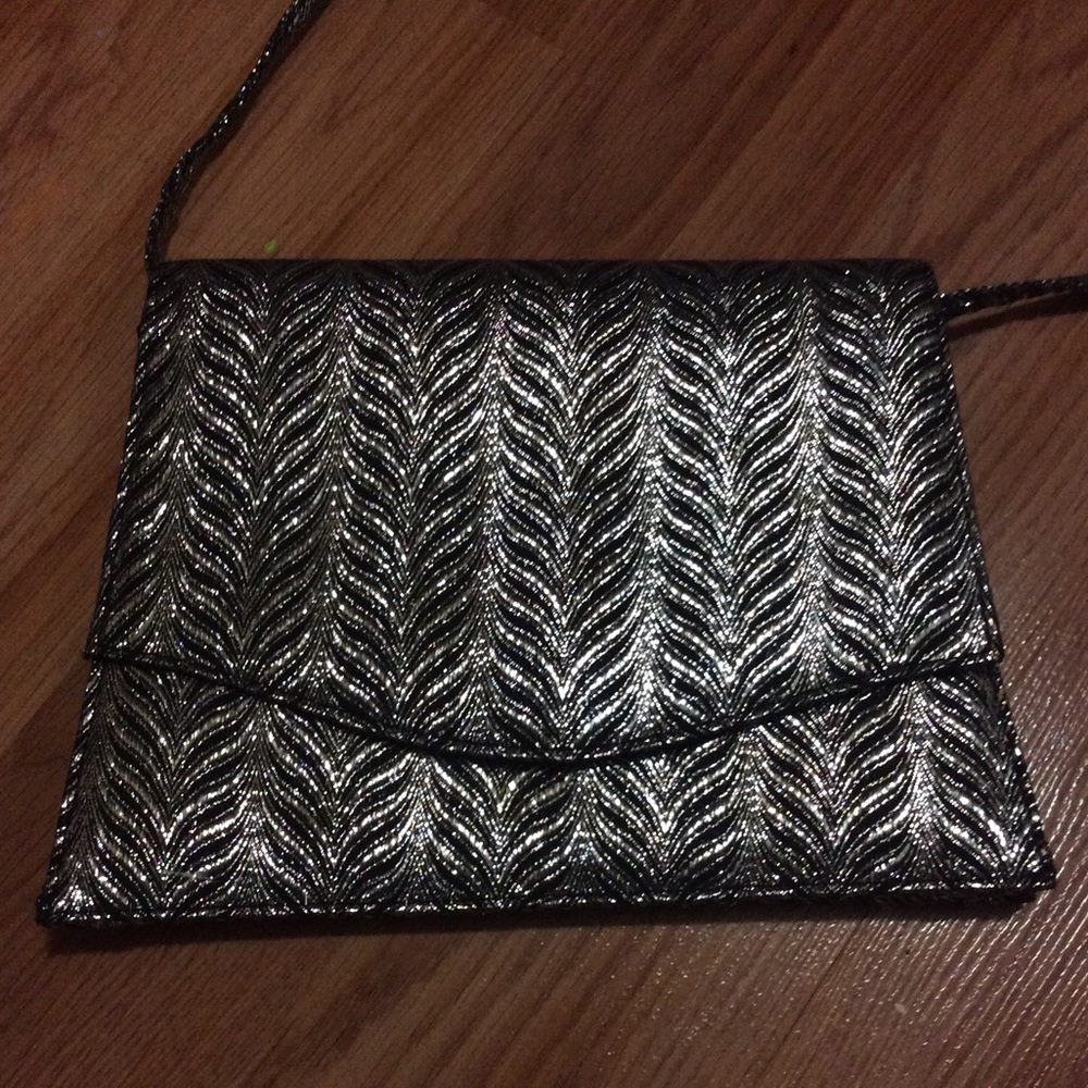 Silver and Black Rasolli Mini Clutch Purse